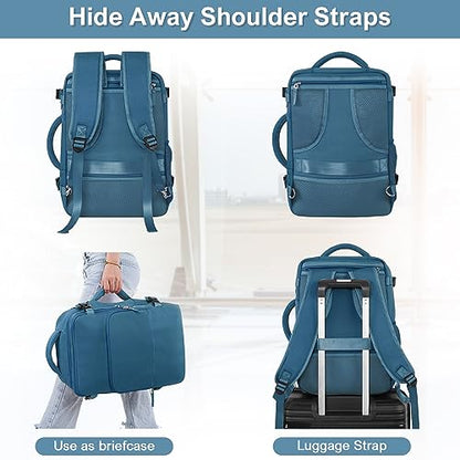 Sinaliy Travel Backpack for Men Women, Airline Approved Personal Item Bag - color: Deep Blue, size: Large