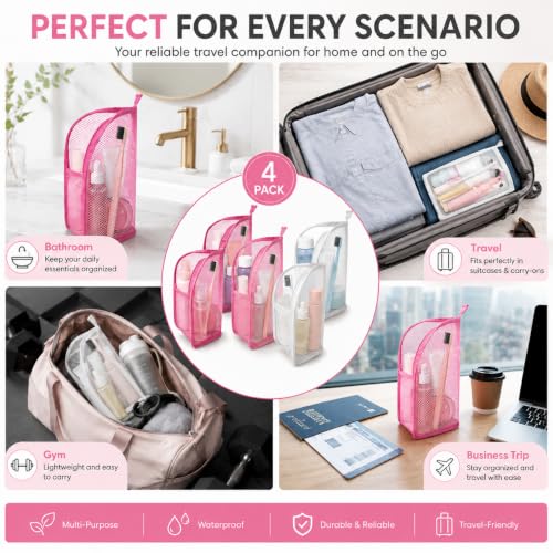 4 Pack Standing Makeup Bags, Waterproof Foldable Travel Toiletry Bags