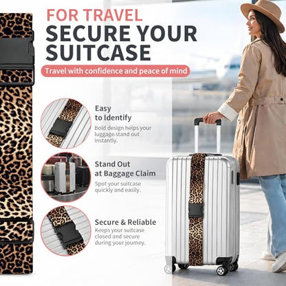 Luggage Strap for Suitcases Adjustable Travel Belt with Quick Release Buckle, Cute Travel Accessories for Suitcase Strap Leopard Print - color: Leopard Print