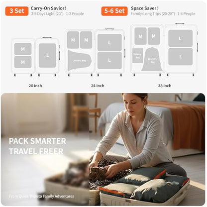 Cipway 5 Set Compression Packing Cubes for Travel (Grey 5pcs) - color: Grey, size: 5PCS