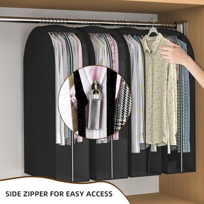 Black Garment Bags for Hanging Clothes, 4-Pack, 43" - color: Black, size: 43 inch
