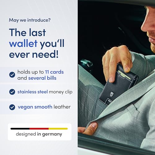 TRAVANDO Money Clip Wallet - RFID Protected Bifold Wallet for Men for 11 Cards - including Gift Box (Black & White) - color: Black & White