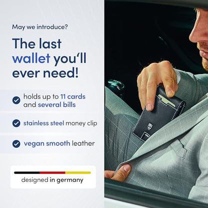 TRAVANDO Money Clip Wallet - RFID Protected Bifold Wallet for Men for 11 Cards - including Gift Box (Black & White) - color: Black & White