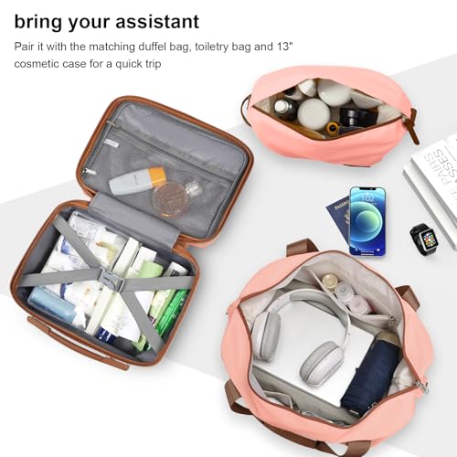 Joyway Luggage Set 7 Piece Suitcase Sets with Spinner Wheel,Hardside Expandable Travel Laggage with TSA Lock(18/20/24/28 Pink) - color: Pink brown, size: 7 Piece Set (18/20/24/28 Inch)