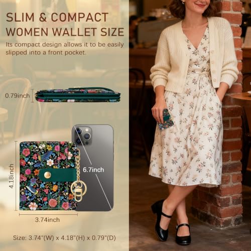 Jogjam Bird Floral Small Women Wallet, Rfid Slim Compact Credit Card Holder - color: Birds and Flowers