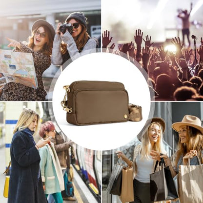 Joryin 여성용 도난 방지 크로스바디 백, 슬래시 방지 RFID 차단 여행용 지갑, 1.35L/3L 숄더백, 나일론 - color: 스몰 (1.35l) - 브라운