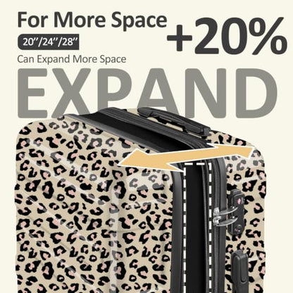 Luggage 2 Piece (20in/24in) Expandable Luggage with Spinner Wheels,Cheetah - color: Cheese Leopard, size: 2 Set (20/24In)