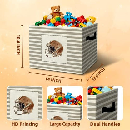 Rustic Football Helmet Storage Bins Boxes Handles - color: 023