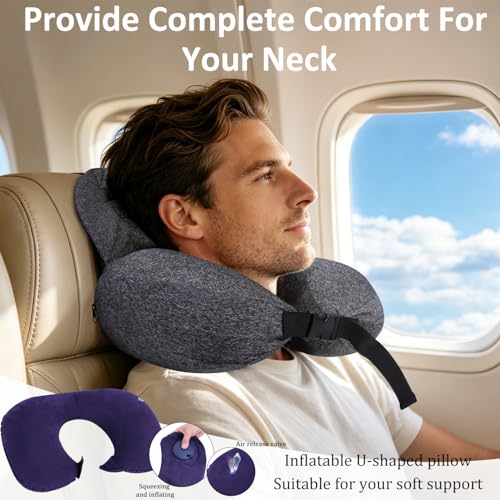 Travel Neck Pillow for Airplanes,Inflatable U-Shaped Airplane Pillow