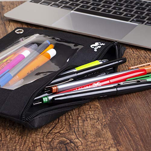 Mr. Pen- Pencil Pouch for 3 Ring Binder, 2 Pack, 10"x6.75", Smooth Zipper - color: Black, size: 2 Pack