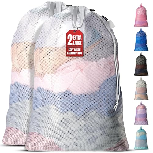 메시 세탁 가방 61 x 91.4cm(24 x 36인치), 2팩 - Handy Laundry 튼튼한 네트 백 - color: 화이트., size: 2-Pack