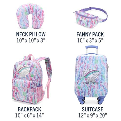 Nautica Kids 5pc Luggage Set 18" Hardside Carry-on Suitcase, Pastel Shell - color: Pastel Shell | 5pc Travel Set