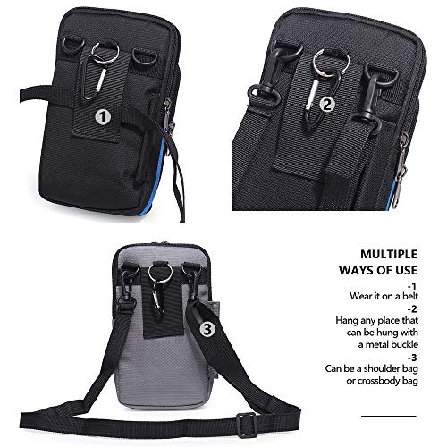 Senient Wolf Waterproof Nylon Multifunctional Phone Crossbody Bag - Small One Shoulder Waist Bag Wallet Travel Passport Holder - color: Red-Black