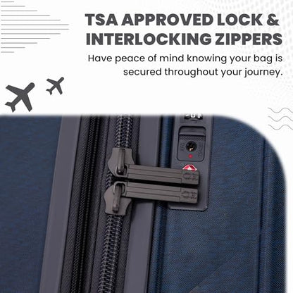 Spyder Rails 25 Inch Expandable Hardside Checked Suitcase with 360° Spinner Wheels, TSA Approved Lock - color: Carbon Blue, size: Medium Checked