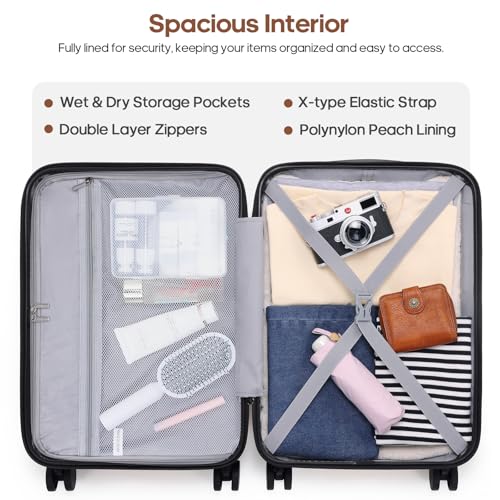 UKEIN Luggage Set with Backpack,Hardshell Carry On Luggage Airline Approved - color: Baby Blue