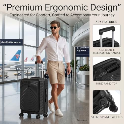21Inch Carry On Luggage, PP Expandable Luggage Sets with Spinner Wheels - color: DarkBlue