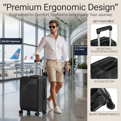 21Inch Carry On Luggage, PP Expandable Luggage Sets with Spinner Wheels - color: DarkBlue