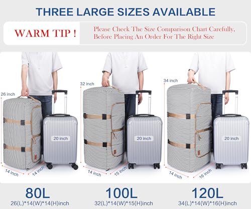 80L EXTRA LARGE Foldable Waterproof Travel Duffle Bag for Men and Women - color: Stripe, size: 80L