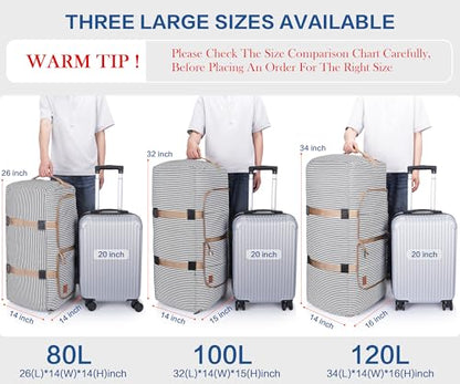 80L EXTRA LARGE Foldable Waterproof Travel Duffle Bag for Men and Women - color: Stripe, size: 80L