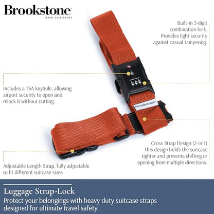 Brookstone Luggage Strap 2-in-1 TSA-Approved Expandable Strap - color: Orange, size: One Size