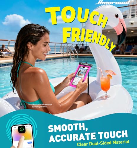 Hiearcool Waterproof Phone Pouch, Waterproof Phone Case, Clear&Bright Red - color: Clear&Bright Red