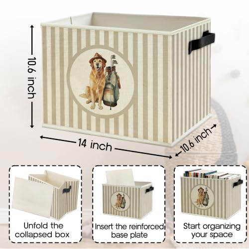 Golden Retriever Golf Nursery Storage Bin Basket with Handles - color: Color30