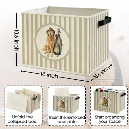 Golden Retriever Golf Nursery Storage Bin Basket with Handles - color: Color30