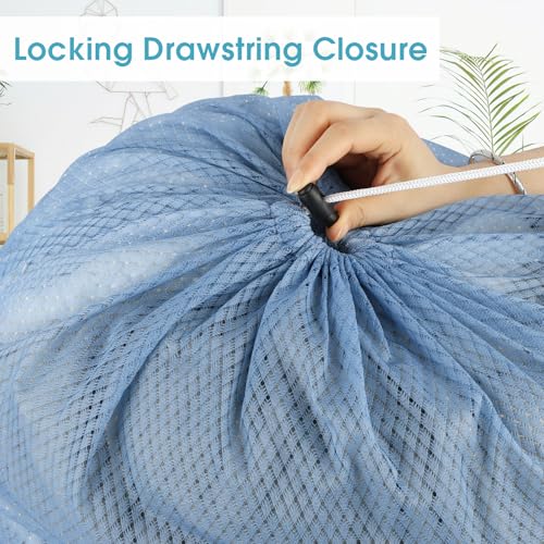 2 Pack Mesh Laundry Bags 23x34 Inch Drawstring Locking for Travel Home - color: Aqua