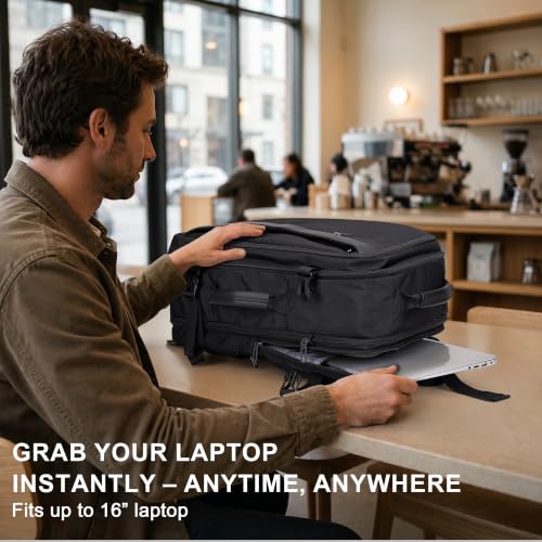 PIJUSHI Laptop Travel Backpack Carry On Flight Approved Fits 16 inch Laptop - color: Black