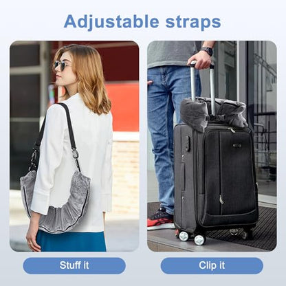 2Pack Stuffable Travel Pillow for Extra Luggage, Velvet Travel Neck Pillow with Adjustable Neck Size, Fits About 6 T-Shirts Travel Essentials Multifunctional Sleeping Rest Cushion - size: 2PACK