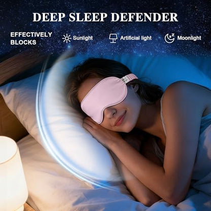 Silk Sleep Mask,Eye Mask for Sleep Women Men,Mulberry Sleeping Mask with Adjustable Strap,Blindfold Blackout Eye Mask for Travel and Full Night's Sleep,Nap - color: Lightpink