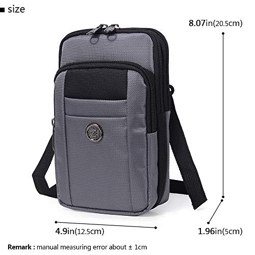 Senient Wolf Waterproof Nylon Multifunctional Phone Crossbody Bag - Small One Shoulder Waist Bag Wallet Travel Passport Case - color: Gray with black
