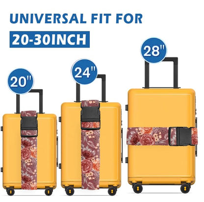 Luggage Straps for Suitcases Travel Belt Accessories, Cute Suitcase Strap, Adjustable Luggage Belt Strap, Heavy Duty with Quick-Release Buckle Luggage Strap Luxury Red Flowers - color: Luxury Red Flowers