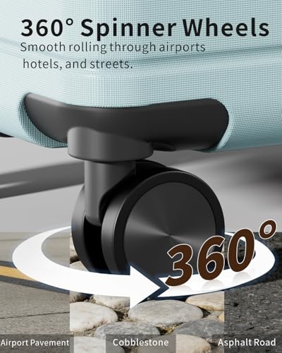 3 Piece Expandable Luggage Set with Spinner Wheels Hardshell Suitcase Set - color: Light Blue