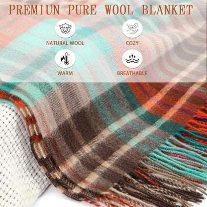 Soft Pure Wool Throw Blanket, Lightweight Warmth, 55"x83" - color: Sunset Lake, size: Standard (1.5 lbs)