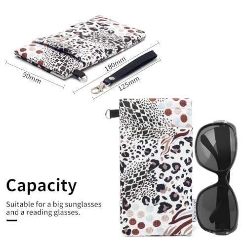 Face Shadow Double Glasses Case Soft Eyeglass Case For Women Men - color: Leopard White