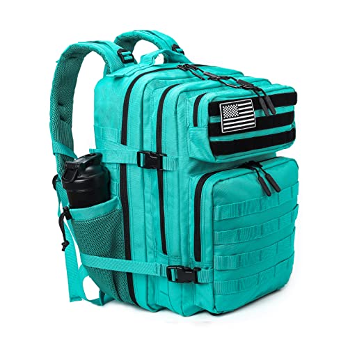 LHI Military Tactical Backpack for Men and Women 45L Army 3 Days Assault Pack Bag Large Rucksack with Molle System Lake Blue - color: Lake Blue