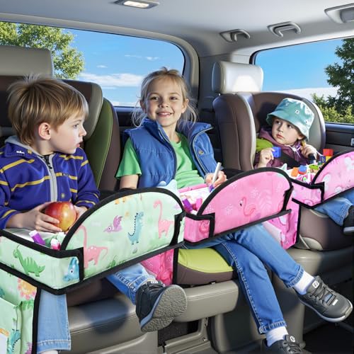 Kids Travel Tray for Toddler Car Seat, Road Trip Activities for Kid - color: 2Pink/Green-3PCS