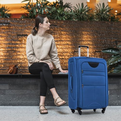Merax Suitcase Set, Softside 3-Piece Expandable Luggage - color: Navy Blue(22/26/30)