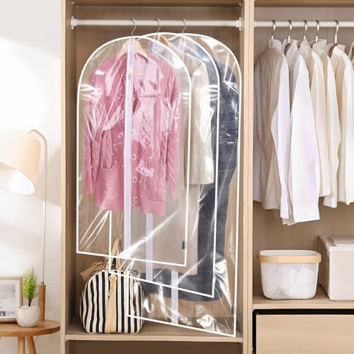 BALEINE 12PK Clear Garment Bags for Hanging Clothes, 40" Dress Suit Bag - color: Clear, size: 40" 12PK