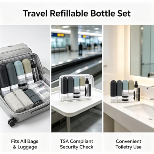 24 Pack Travel Bottles for Toiletries -TSA Approved Leak Proof Silicone Set - color: Black