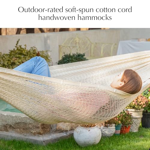 PNAEUT Handwoven Rope Mayan Hammock for Outside, 600 lbs Capacity - color: Nature, size: X-Large