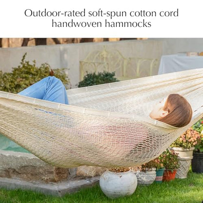 PNAEUT Handwoven Rope Mayan Hammock for Outside, 600 lbs Capacity - color: Nature, size: X-Large