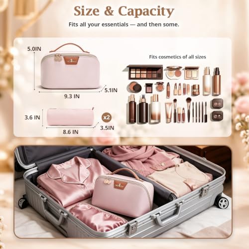 3-in-1 Large Travel Makeup Bag Organizer for Women - color: B09-White