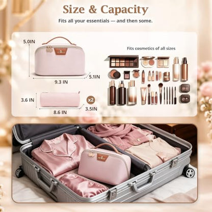 3-in-1 Large Travel Makeup Bag Organizer for Women - color: B09-White