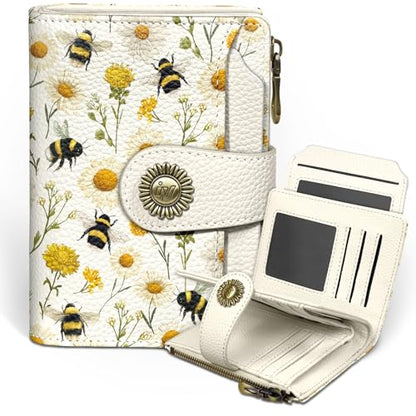 Icycay Bee Small Wallet Women RFID Blocking Bifold Cute Credit Card Holder - color: Bee