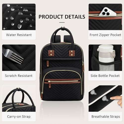 Tenot Diaper Bag Backpack for Women with Changing Pad Black - color: Black, style: With Extra Layer & Changing Pad