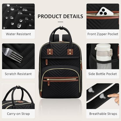 Tenot Diaper Bag Backpack for Women with Changing Pad Black - color: Black, style: With Extra Layer & Changing Pad