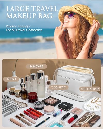 Wedding Gifts, Initial Makeup Bag, Daughter Gifts, Personalized - color: White, style: F