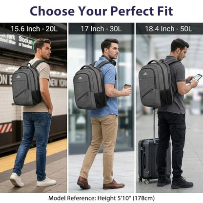MATEIN 18 Inch Extra Large Laptop Backpack, 50 L Business Travel Backpack - color: Grey, size: 18 Inch
